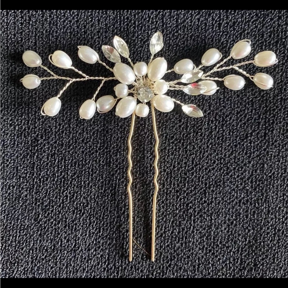 NIB Hair Couture Miss to Mrs. Set of 3 Pearl Hair Pins Wedding Engagement Prom